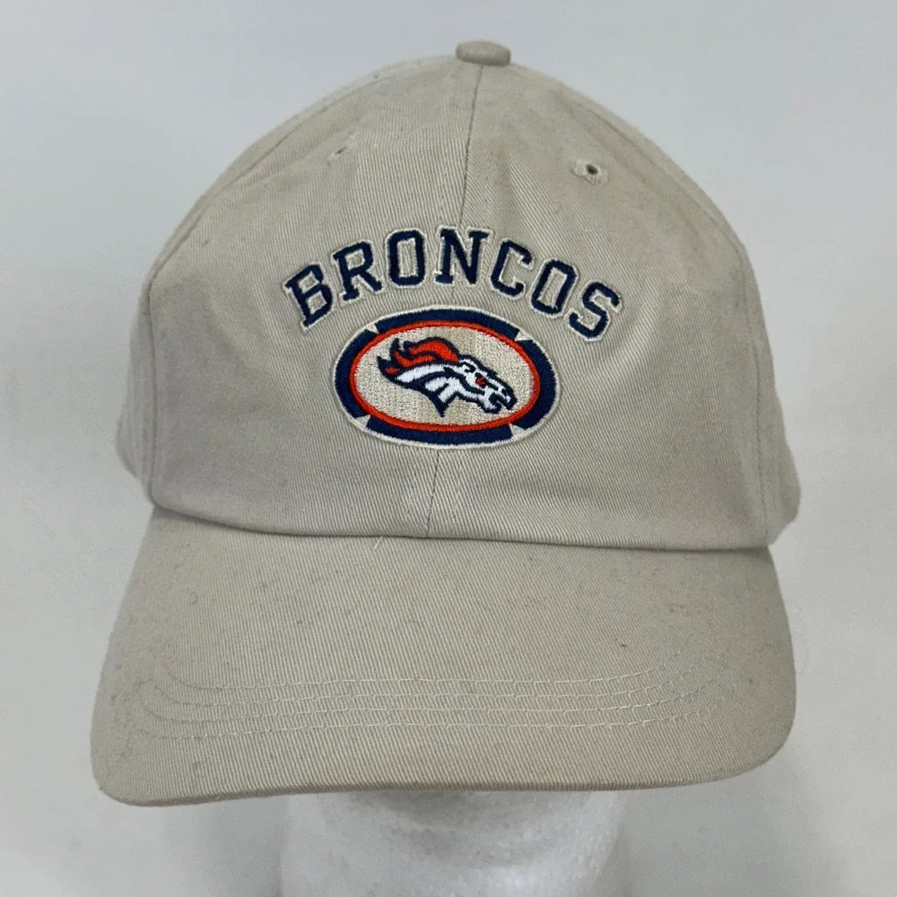 Vintage Denver Broncos Logo Athletic Hat Tan Khaki Adjustable Strapback Cap NFL